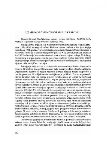 Uz Strohalovu monografiju o Karlovcu, Karlovac, 1992. / Josip Lisac