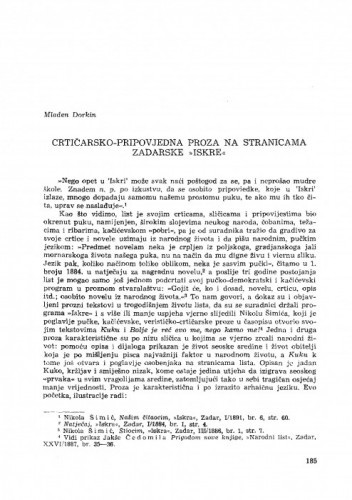 Crtičarsko-pripovjedanje proza na stranicama zadarske 