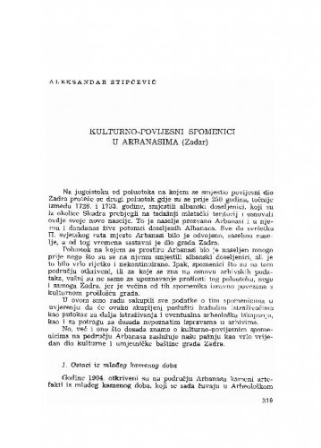 Kulturno-povijesni spomenici u Arbanasima (Zadar) / Aleksandar Stipčević
