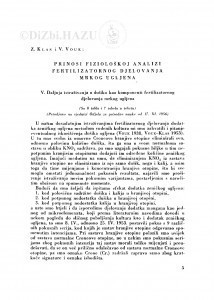 Prilozi fiziološkoj analizi fertilizatornog djelovanja mrkog ugljena : V. Daljnja istraživanja o dušiku kao komponenti fertilizatornog djelovanja mrkog ugljena / Z. Klas i V. Vouk