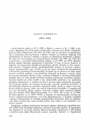 Josip Andreis (1909-1982) : [nekrolozi] / I. Supičić