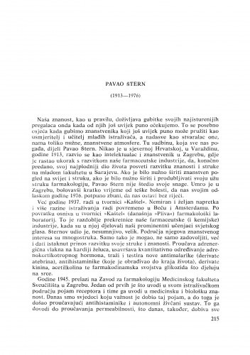 Pavao Štern (1913-1976) : [nekrolozi] / N. Allegretti