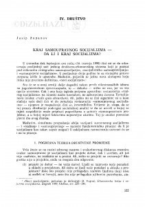 Kraj samoupravnog socijalizma - da li kraj socijalizma? / Josip Županov