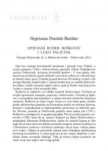 Opjevani Ruđer Bošković i Luko Paljetak : Časopis Dubrovnik, br. 4, Matica hrvatska-Dubrovnik, 2011. / Snježana Paušek-Baždar