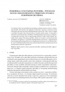Pomorska i unutarnja plovidba - povezani sustav odgovornosti u prijevozu stvari u europskim okvirima / Ivo Grabovac