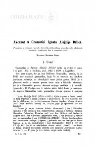 Akcenat u Gramatici Igńata Alojzije Brlića / S. Ivšić