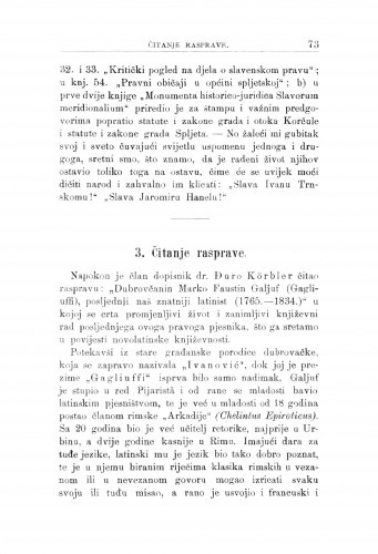 Dubrovčanini Marko Faustin Galjuf (Gagliuffi), posljednji naš znatniji latinist (1765. - 1834.) : [izvadak iz rasprave] / Đ. Körbler