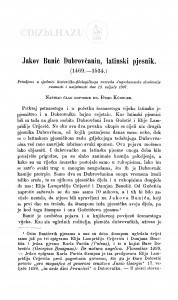 Jakov Bunić Dubrovčanin, latinski pjesnik : (1469-1534.) / Đ. Körbler