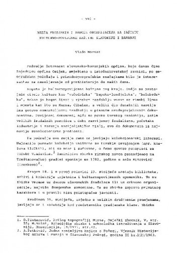 Mreža muzejskih i drugih organizacija za zaštitu kulturno-povijesne baštine Slavonije i Baranje / Vlado Horvat
