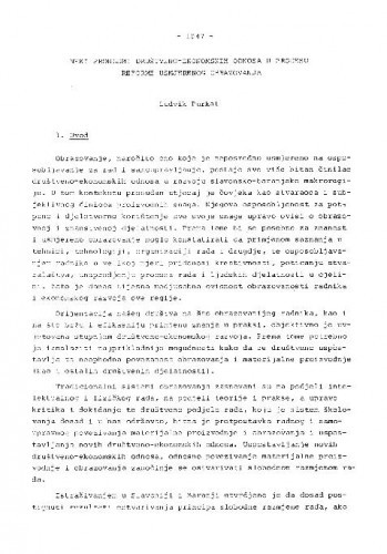 Neki problemi društveno-ekonomskih odnosa u procesu reforme usmjerenog obrazovanja / Ludovik Purkat