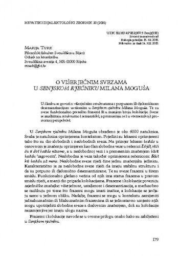 O višerječnim svezama u Senjskom rječniku Milana Moguša / Marija Turk