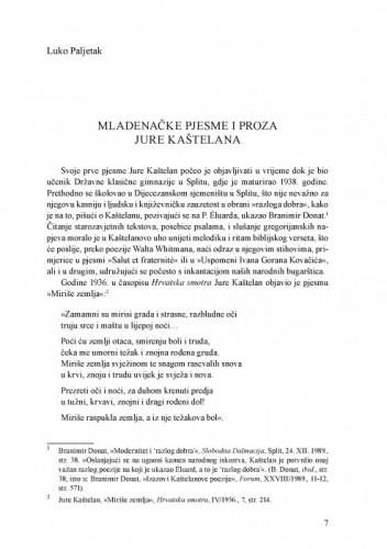Mladenačke pjesme i proza Jure Kaštelana / Luko Paljetak