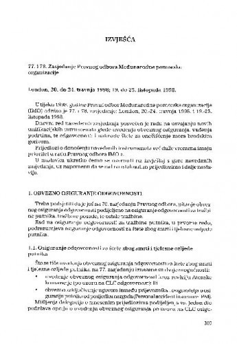 Sedamdeset sedmo i sedamdeset osmo zasjedanje Pravnog odbora Međunarodne pomorske organizacije : [izvješće] / Dorotea Ćorić