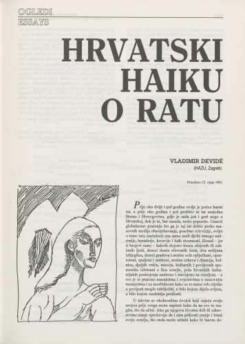 Hrvatski haiku o ratu = Croatian haiku about war / Vladimir Devidé