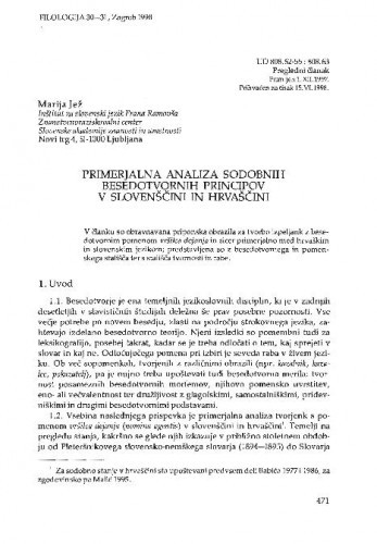 Primerjalna analiza sodobnih besedotvornih principov v slovenščini in hrvaščini / Marija Jež