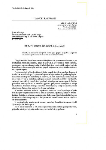 Etimologija glagola (na)uditi / Jurica Budja