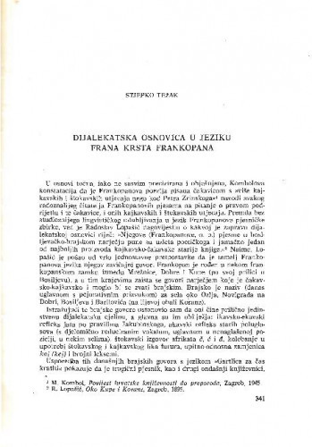 Dijalekatska osnovica u jeziku Frana Krsta Frankopana / Stjepko Težak