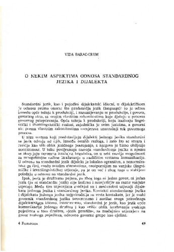 O nekim aspektima odnosa standardnog jezika i dijalekta / Vida Barac-Grum