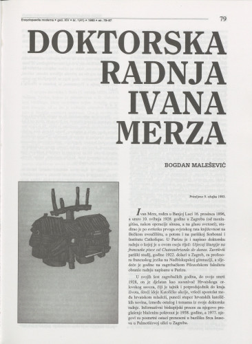 Doktorska radnja Ivana Merza / Bogdan Malešević