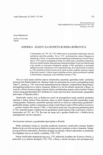 Amerika - izazov za geodeta Ruđera Boškovića / Ivica Martinović
