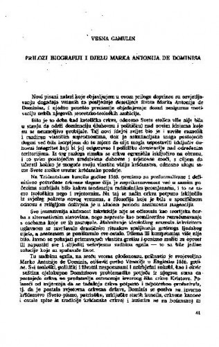 Prilozi biografiji i djelu Marka Antonija de Dominisa / Vesna Gamulin