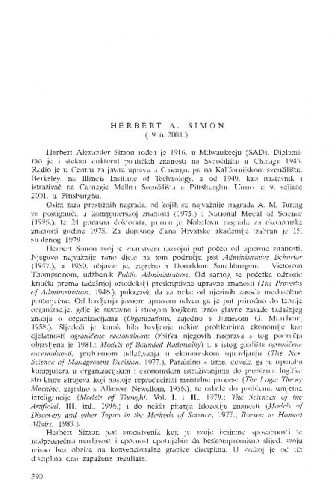 Herbert A. Simon (1916.-2001.) / Eugen Pusić