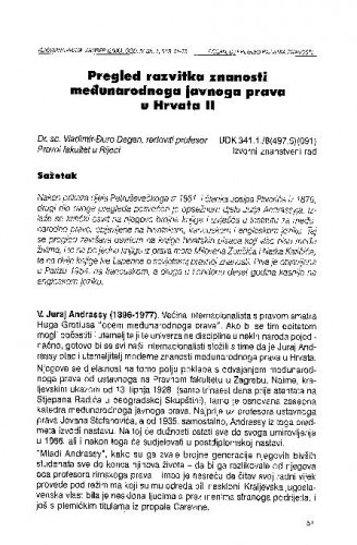 Pregled razvitka znanosti međunarodnoga javnoga prava u Hrvata : [dio] II / Vladimir-Đuro Degan