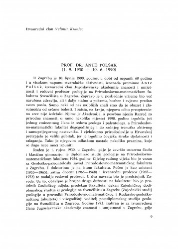 Prof. dr. Ante Polšak : (1. 9. 1930-10. 6. 1990)