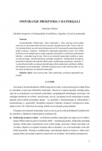 Inoviranje proizvoda i materijali / Tomislav Filetin
