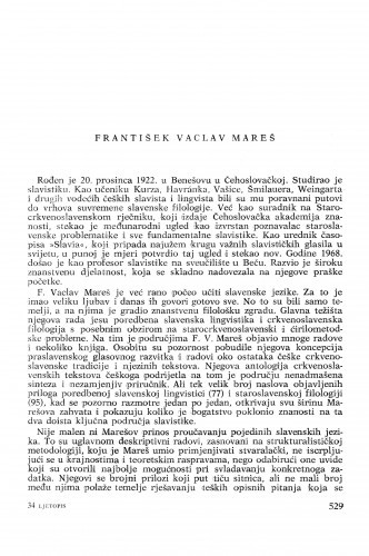 František Vaclav Mareš : [biografije novih članova Akademije]