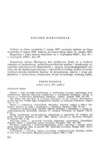 Eduard Hercigonja : [biografije novih članova Akademije]
