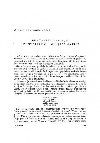 Puntarska predaja i puntarske glagoljske matice / N. Bonifačić-Rožin