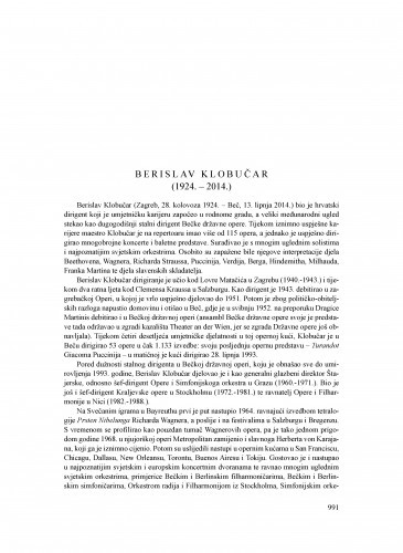Berislav Klobučar (1924.-2014.) : [nekrolog] / Nikša Gligo