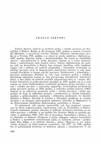 Franco Sartori : [biografije novih članova Akademije]