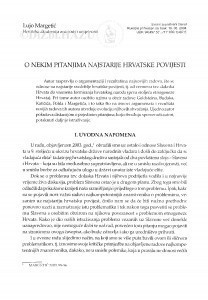 O nekim pitanjima najstarije hrvatske povijesti / Lujo Margetić