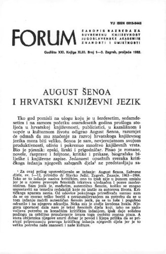 August Šenoa i hrvatski književni jezik / R. Katičić