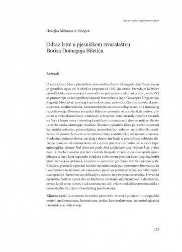 Odraz Istre u pjesničkom stvaralaštvu Borisa Domagoja Biletića / Hrvojka Mihanović-Salopek