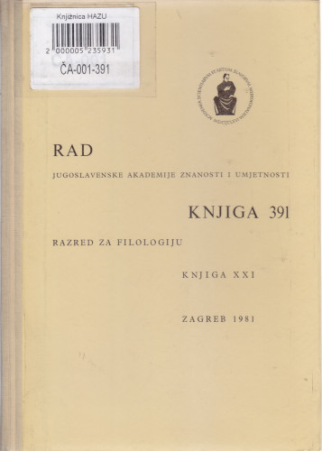 Knj. 21(1981)=knj. 391 / uredio Josip Torbarina