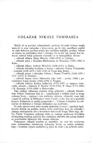 Odlazak Nikole Tommasea / I. Katušić