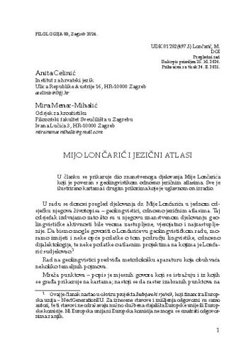 Mijo Lončarić i jezični atlasi / Anita Celinić, Mira Menac-Mihalić