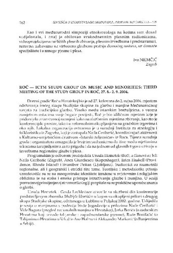 Roč - ICTM Study group on music and minorities: third meeting of the study group in Roč, 27. 8. 2004. : [izvješće] / Adelaida Reyes