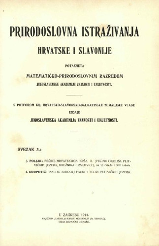 Sv. 3(1914) : potaknuta Matematičko-prirodoslovnim razredom Jugoslavenske akademije znanosti i umjetnosti
