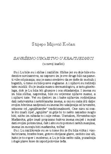 Savršeno ubojstvo u krajtjednici : (u novoj inačici) / Stijepo Mijović Kočan