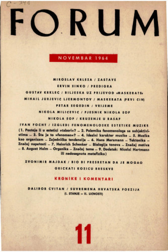 God. 3(1964), knj. 6, br. 11 / glavni i odgovorni urednik Ivo Frangeš
