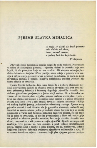 Pjesme Slavka Mihalića / B. Popović