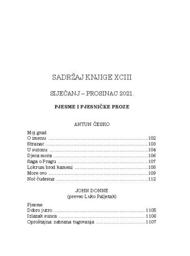 Sadržaj knjige 93. : siječanj - prosinac 2021.