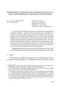 Posebnosti ugovaranja leasinga plovila u pravnom prometu u Republici Hrvatskoj / Marija Vidić, Miho Baće
