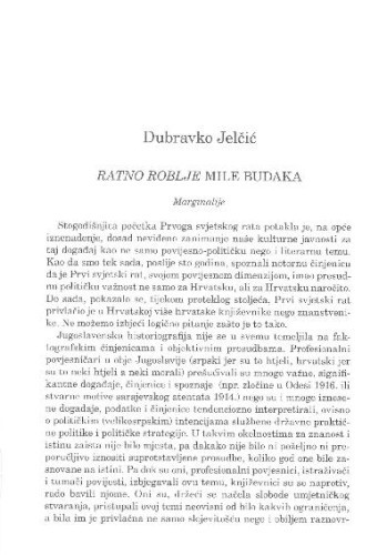 Ratno roblje Mile Budaka : marginalije / Dubravko Jelčić