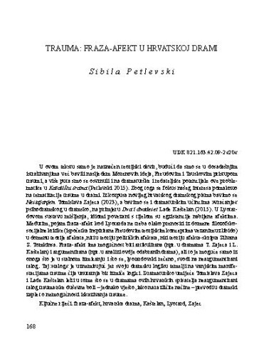 Trauma: fraza-afekt u hrvatskoj drami / Sibila Petlevski