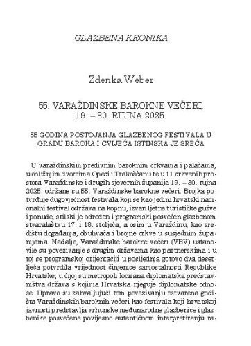 Glazbena kronika / Zdenka Weber